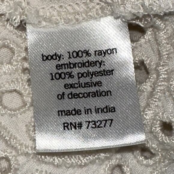 SONOMA Goods for Life Cream Embroidered Eyelet Boho Blouse XL #BohoChic #Eyelet - Picture 5 of 9